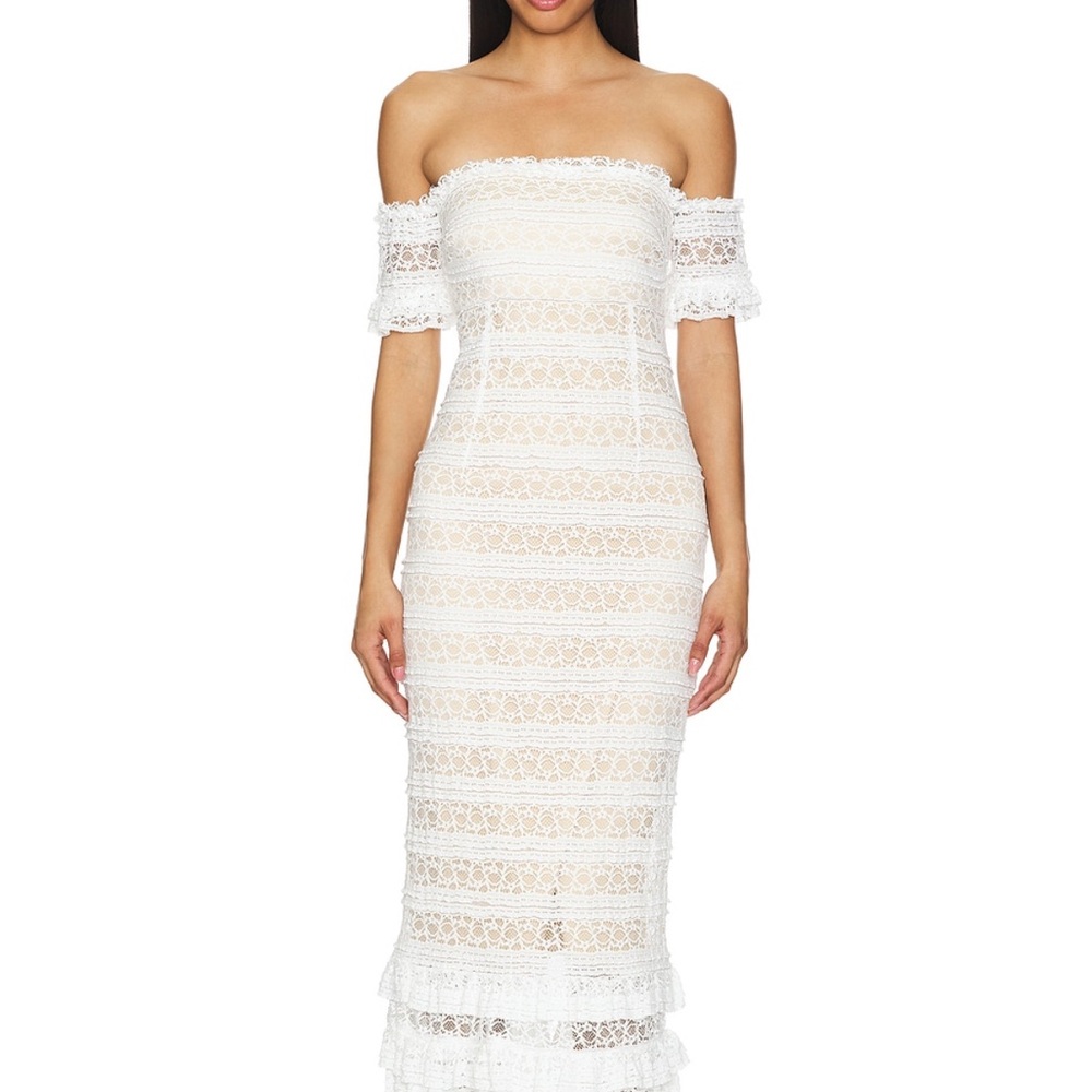 Elegant White Lace Off-Shoulder Dress - bridal
